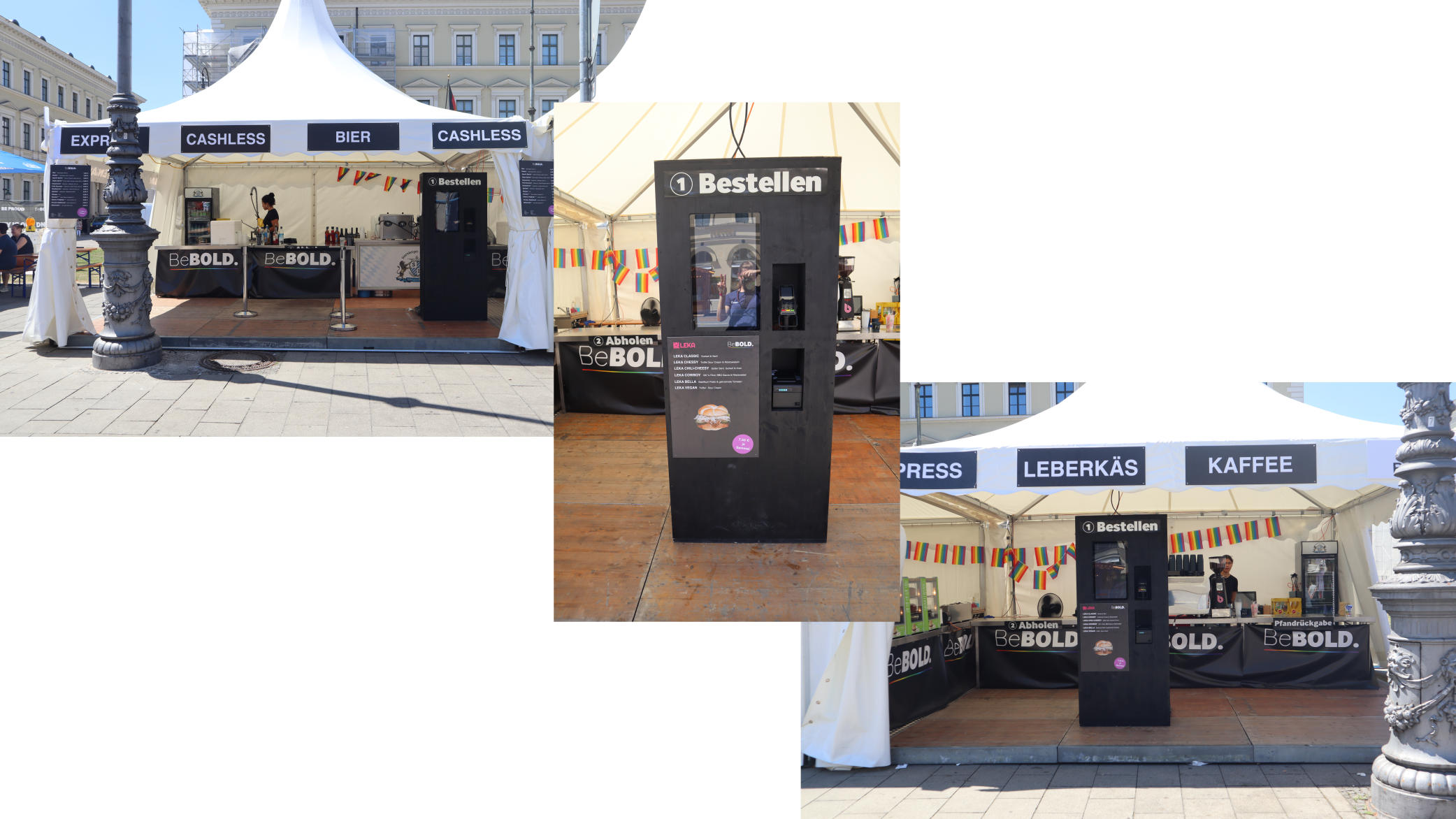 3 Bilder zu den beiden Bars mit einem Bestellautomaten
