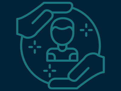 Icon mit Mensch im Mittelpunkt