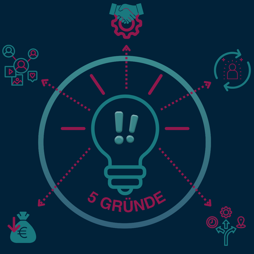 Die 5 gründe in Icons dargestellt